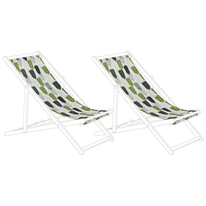 Set of 2 Sun Lounger Replacement Fabrics Leaves Pattern Multicolour ANZIO / AVELLINO
