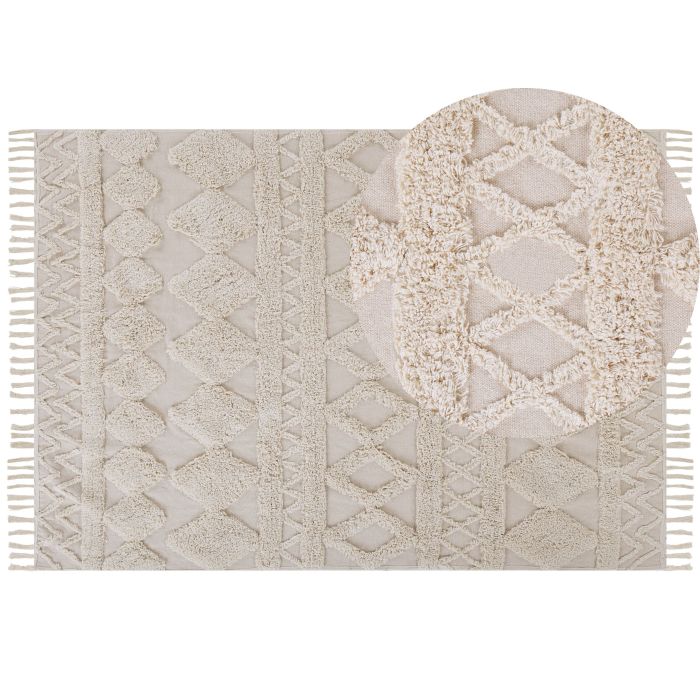 Cotton Area Rug 160x230cm Beige