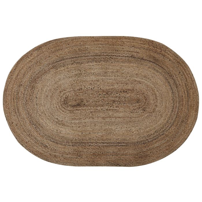 Oval Jute Area Rug 120x180cm Beige