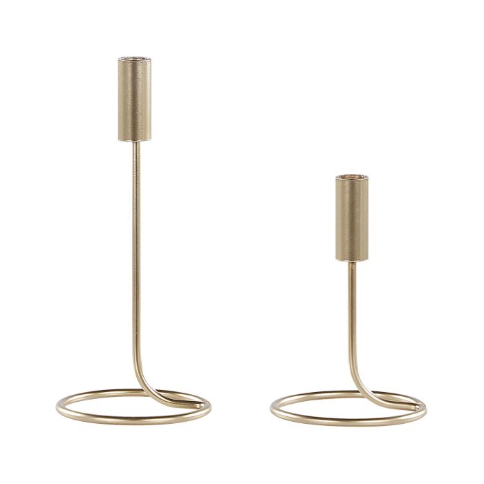 Set of 2 Iron Candlesticks Gold