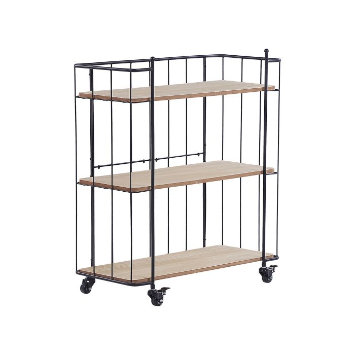 Metal Kitchen Trolley Light Wood with Black GABBS