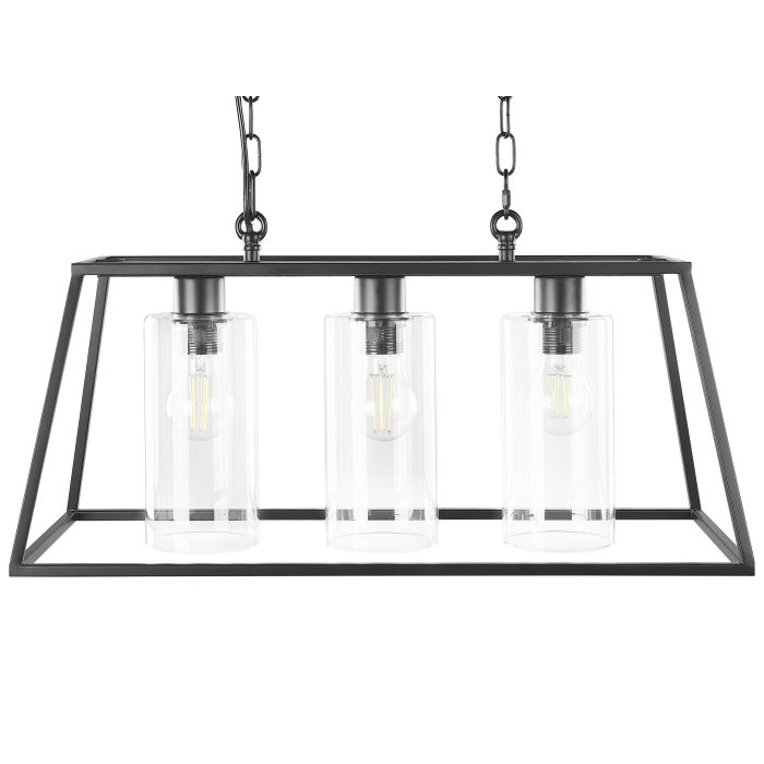 3 Light Metal Pendant Lamp Black MUGER