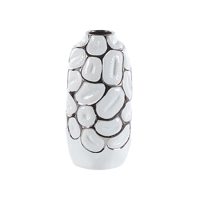 Stoneware Decorative Vase 28 White Silver