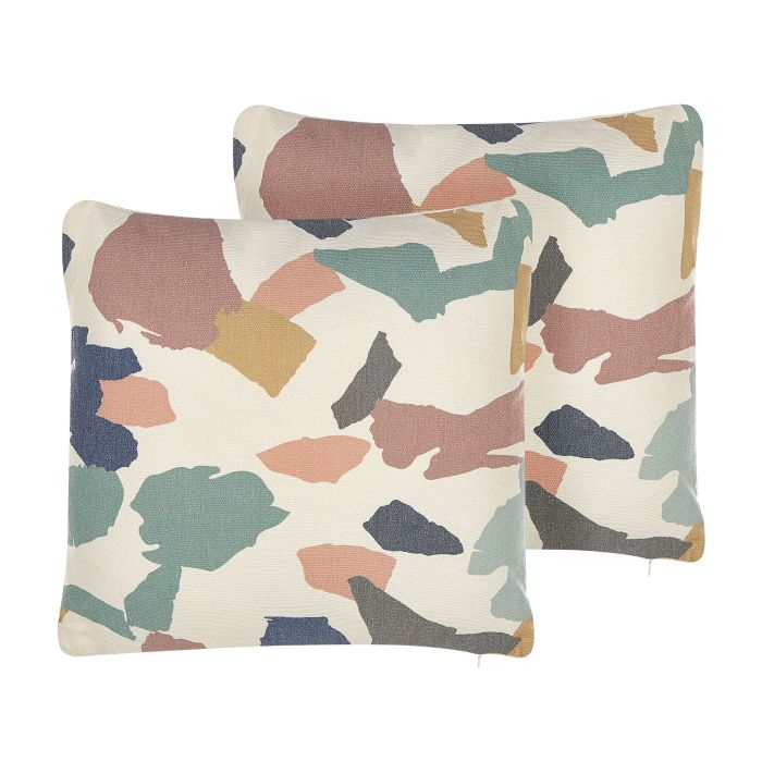 Set of 2 Cushions Abstract Pattern 45x45cm Multicolour