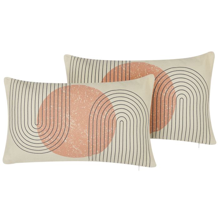 Set of 2 Cushions Geometric Pattern 30x50cm Multicolour