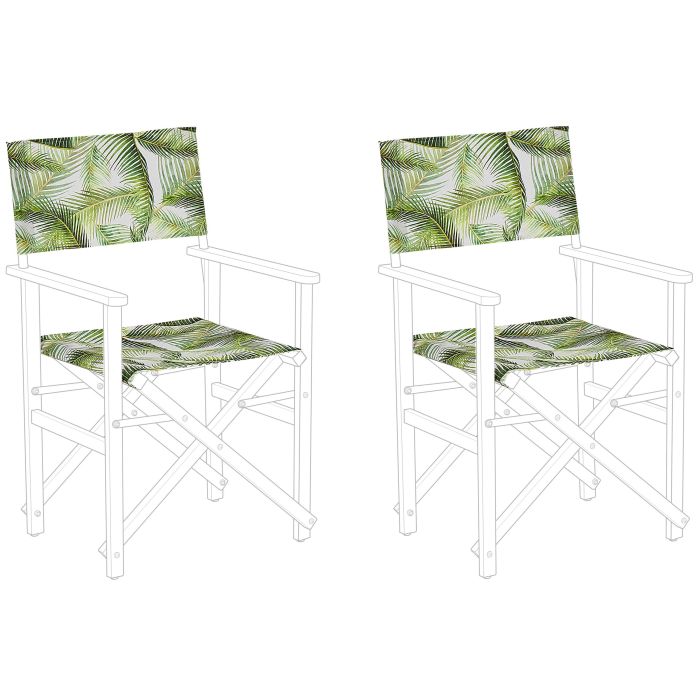 Set of 2 Garden Chair Replacement Fabrics Tropical Leaves Pattern CINE