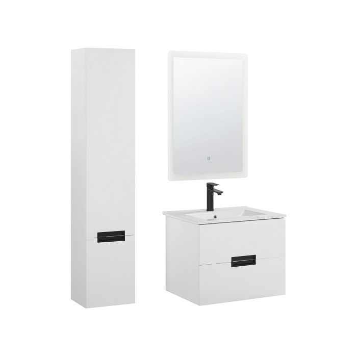 3 Piece Bathroom Furniture Set White TUDELA