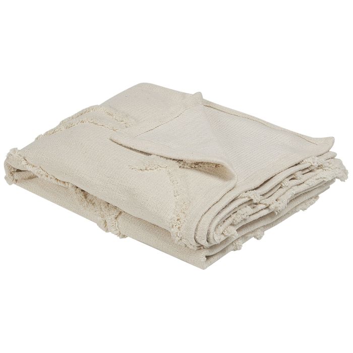 Cotton Blanket 130 x 160 cm Beige ACACIA