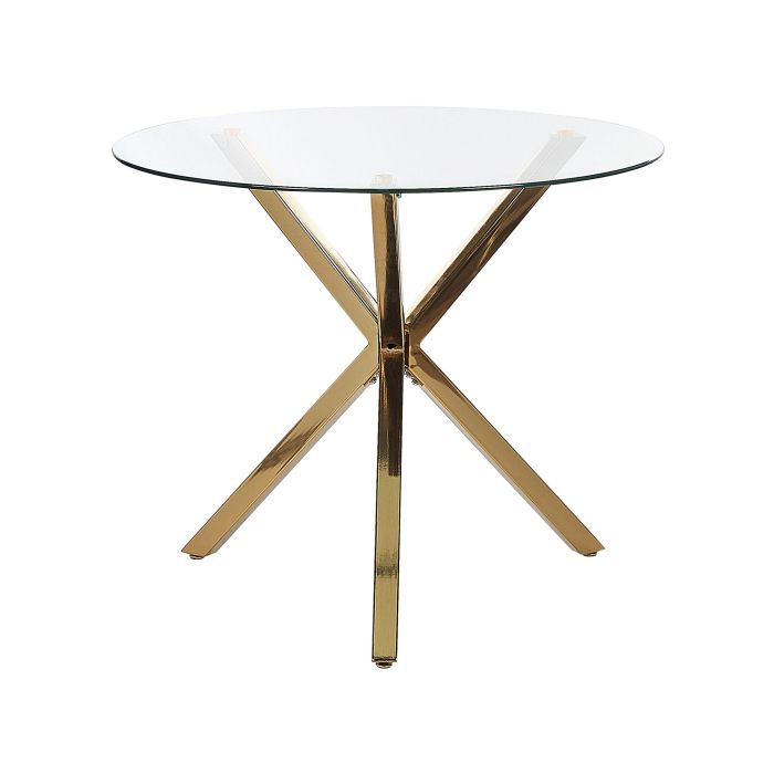 Glass Top Round Dining Table ⌀ 90 cm Gold SAVONI