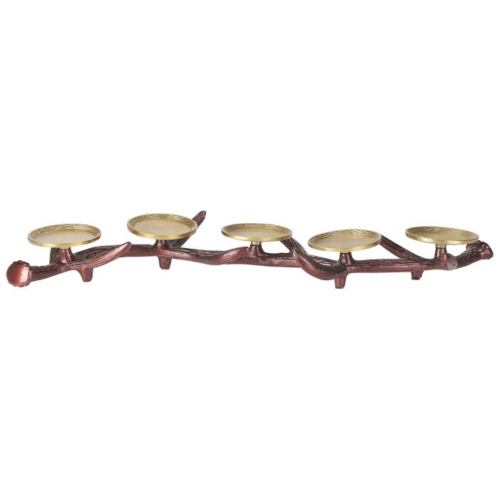 Metal Candleholder Brown and Gold