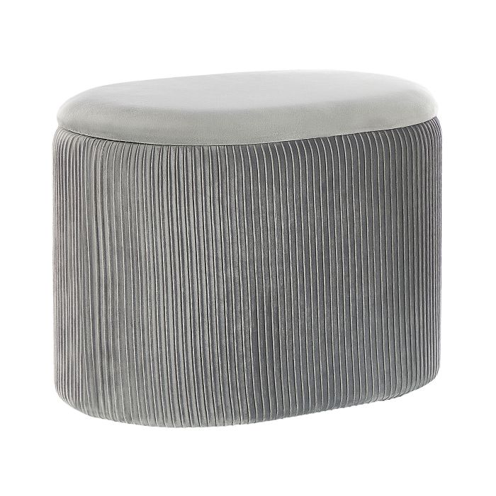 Velvet Storage Pouffe Light Grey RICHLAND