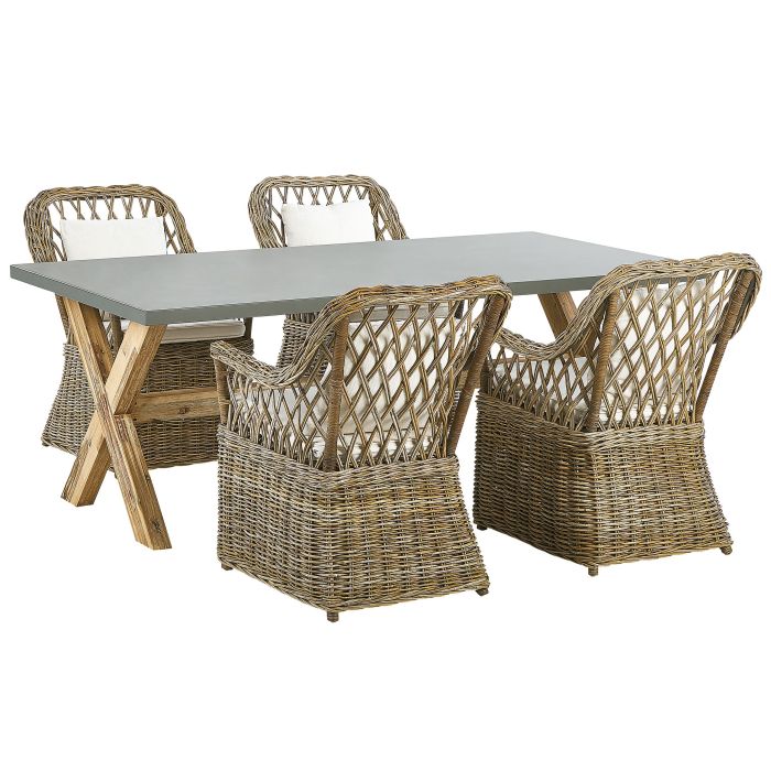 4 Seater Rattan Garden Dining Set Natural MAROS/OLBIA