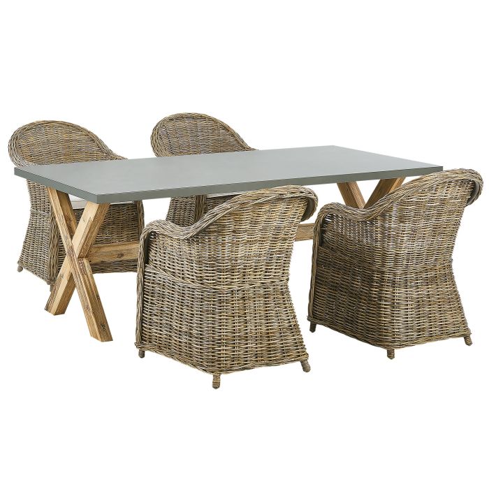4 Seater Rattan Garden Dining Set Natural SUSUA/OLBIA