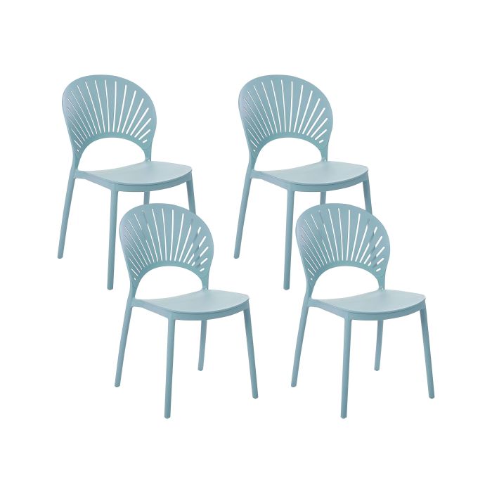 Set of 4 Plastic Dining Chairs Blue OSTIA