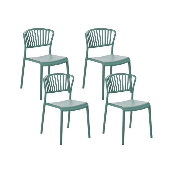 Set of 4 Plastic Dining Chairs Green GELA