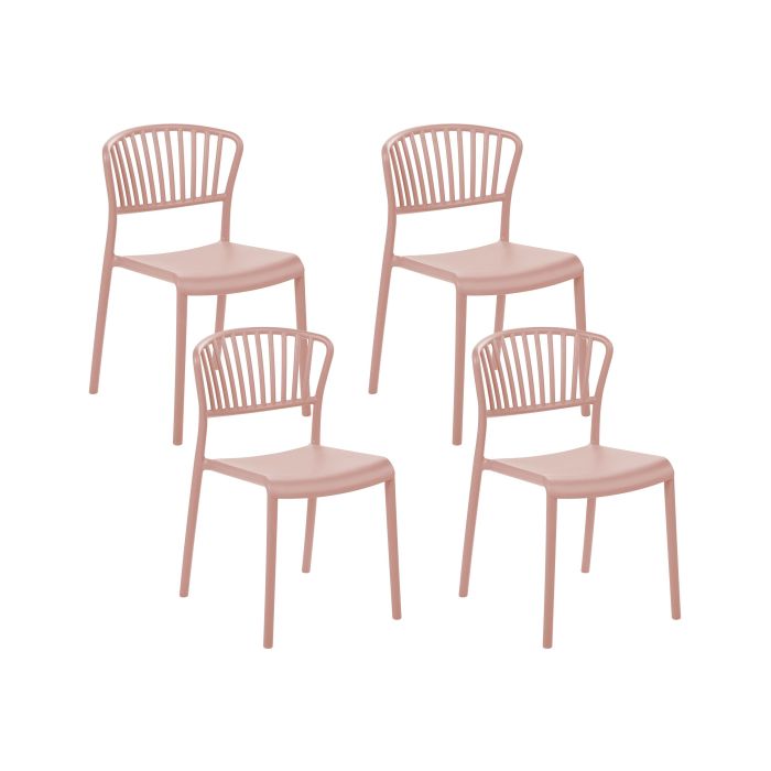 Set of 4 Plastic Dining Chairs Pink GELA