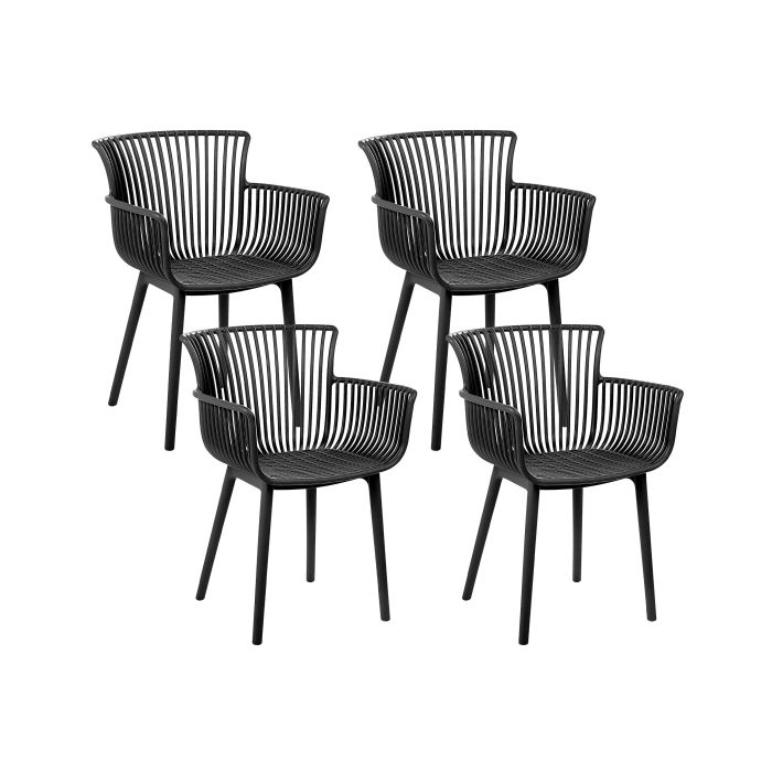 Set of 4 Plastic Dining Chairs Black PESARO