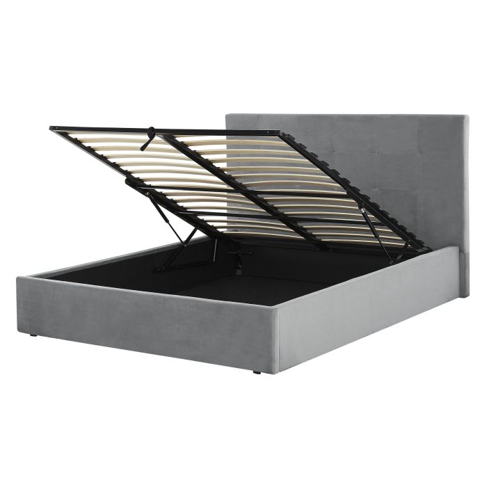 Velvet EU Double Size Ottoman Bed Grey LORIENT