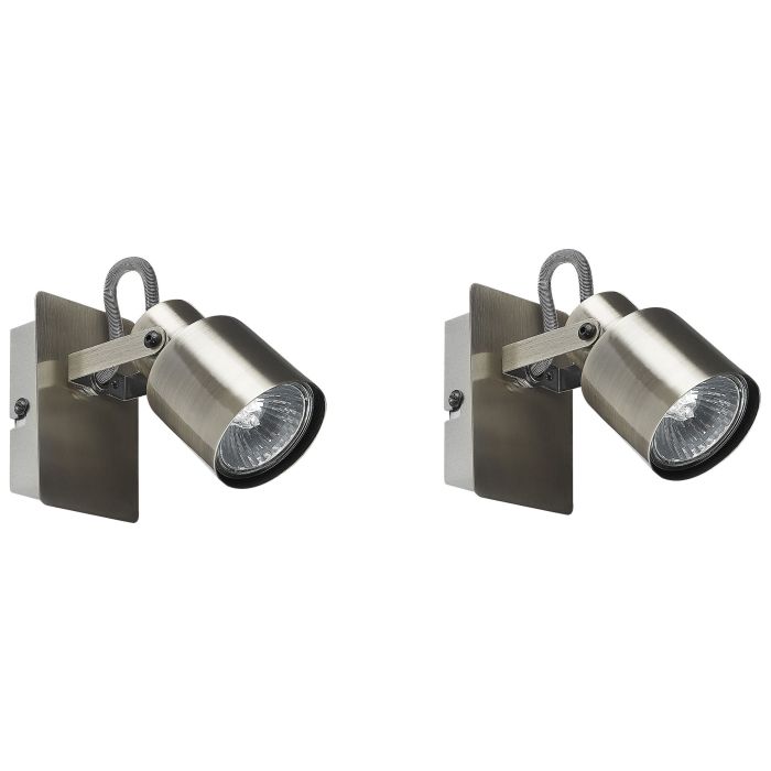Set of 2 Metal Spotlight Lamps Silver BONTE