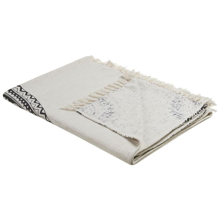 Cotton Blanket 130 x 180 cm Beige and Black BERHAMPORE
