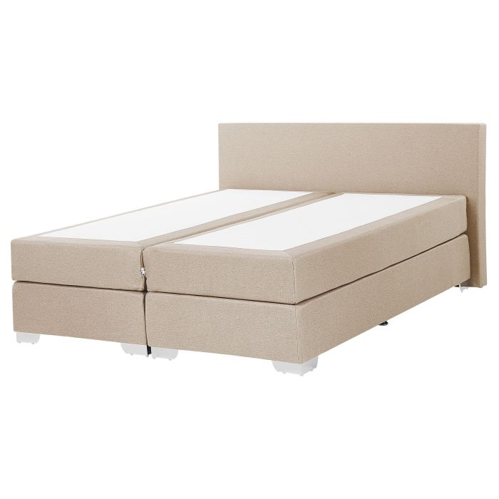 Fabric EU King Size Divan Bed Beige PRESIDENT