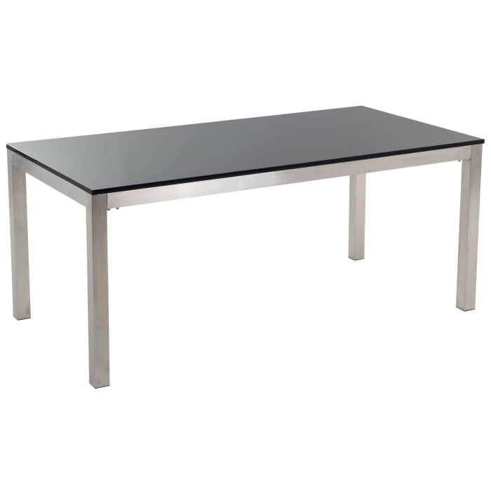 Granite Garden Table 180 x 90 cm Black GROSSETO