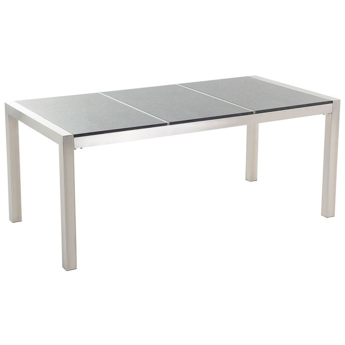 Granite Garden Table Triple Plate Top 180 x 90 cm Grey GROSSETO
