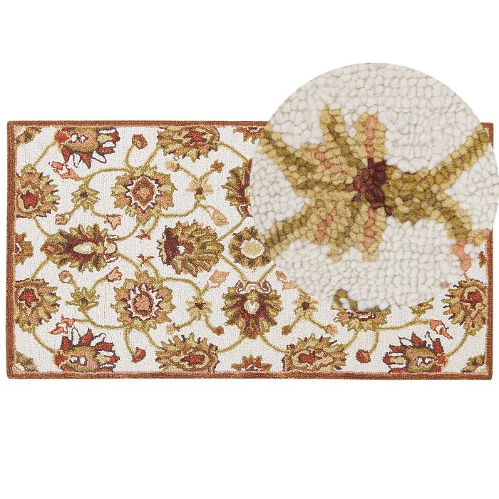 Wool Area Rug 80x150cm Beige and Brown