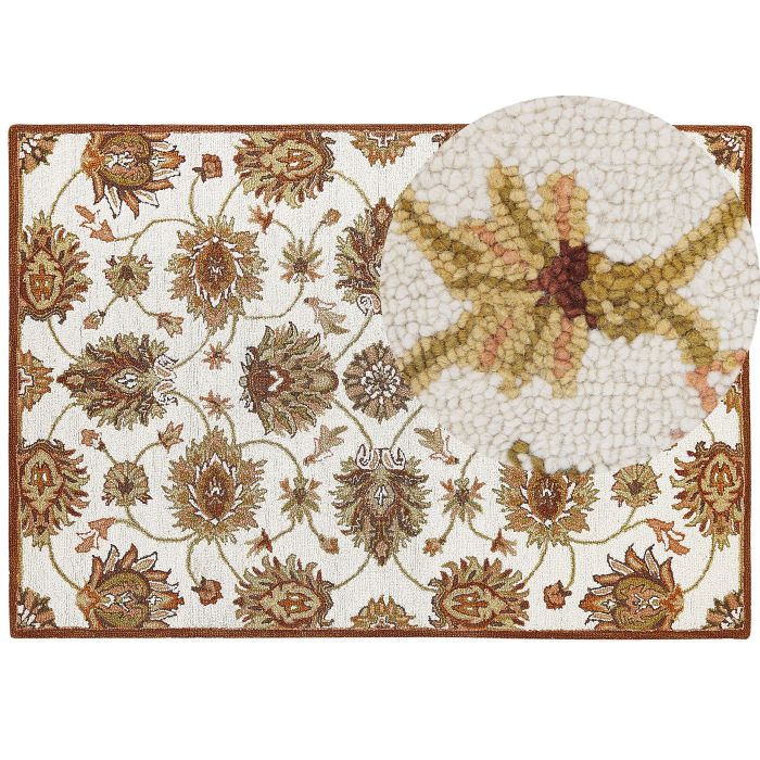 Wool Area Rug 160x230cm Beige and Brown