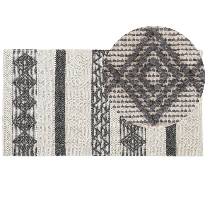Wool Area Rug 80x150cm Beige and Grey