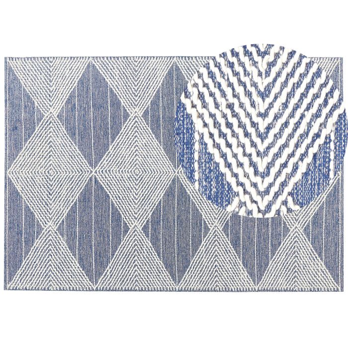 Wool Area Rug 160x230cm Light Beige and Blue