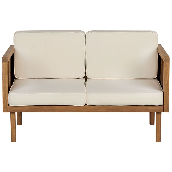 2 Seater Acacia Wood Garden Sofa Light BARATTI