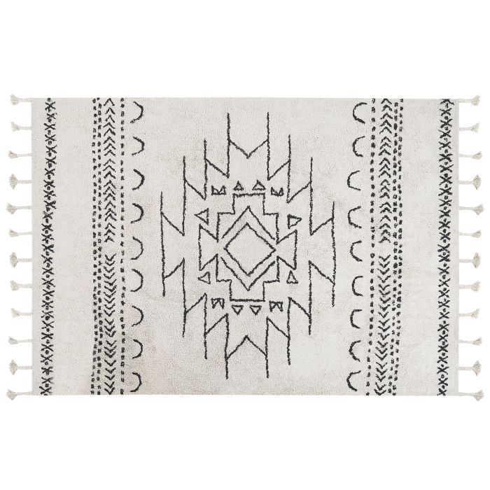 Cotton Area Rug 140x200cm Black and White