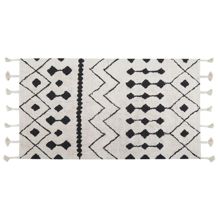 Cotton Area Rug 80x150cm Black and White