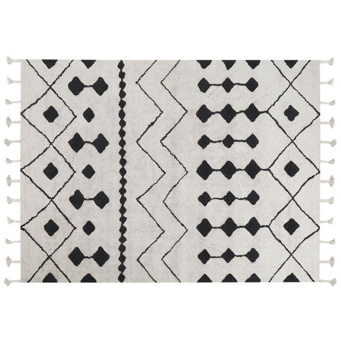 Cotton Area Rug 160x230cm Black and White