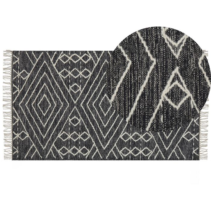 Cotton Area Rug 80x150cm Black and White