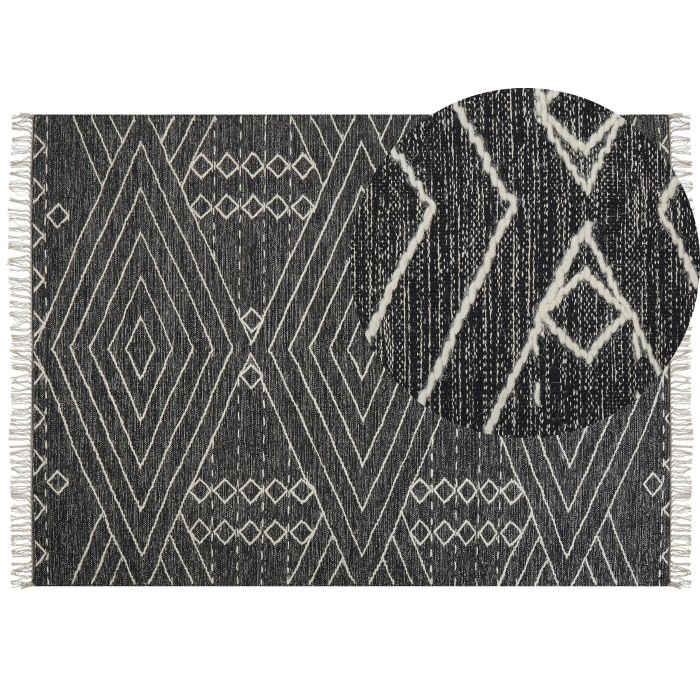 Cotton Area Rug 160x230cm Black and White