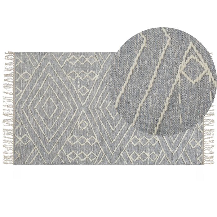 Cotton Area Rug 80x150cm Grey and White