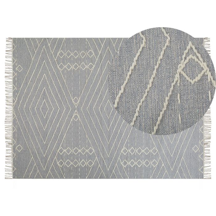 Cotton Area Rug 140x200cm Grey and White