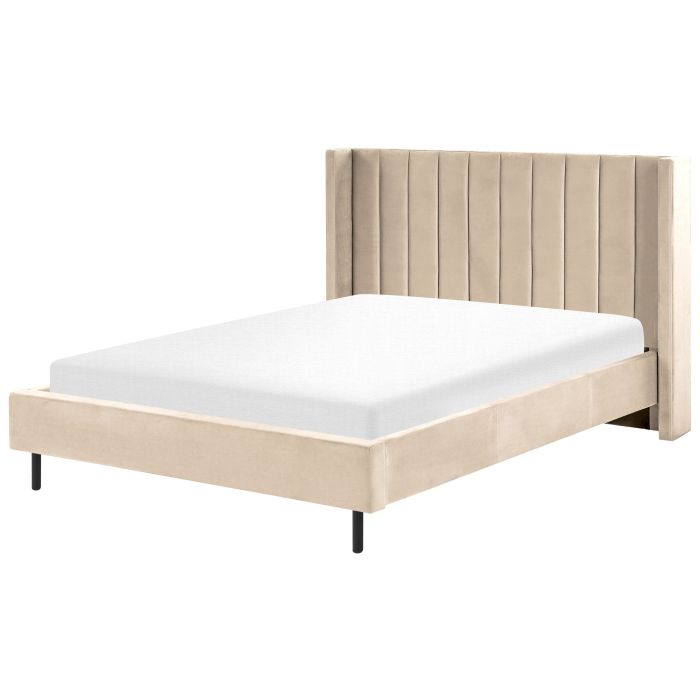 Velvet EU Double Size Bed Beige VILLETTE
