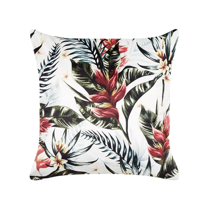 Velvet Cushion Leaf Pattern 45x45cm Green and Red