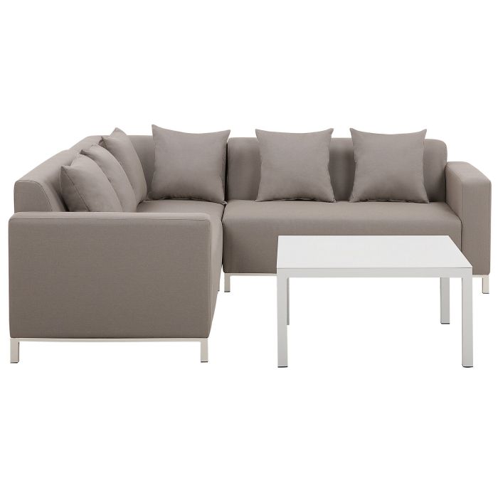 Right Hand 5 Seater Modular Garden Corner Sofa Set Beige BELIZE