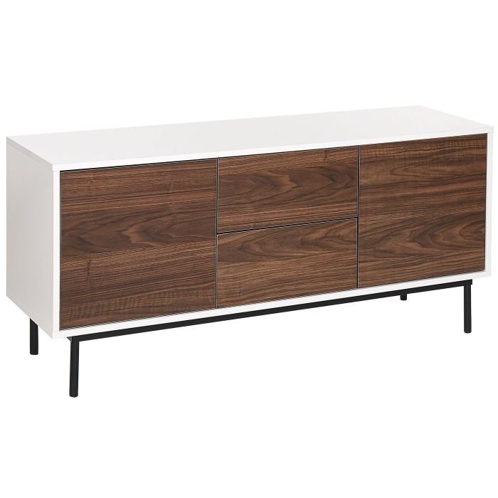 2 Door Sideboard Dark Wood with White OKLAND