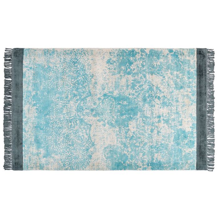 Viscose Area Rug 140x200cm Blue and Beige