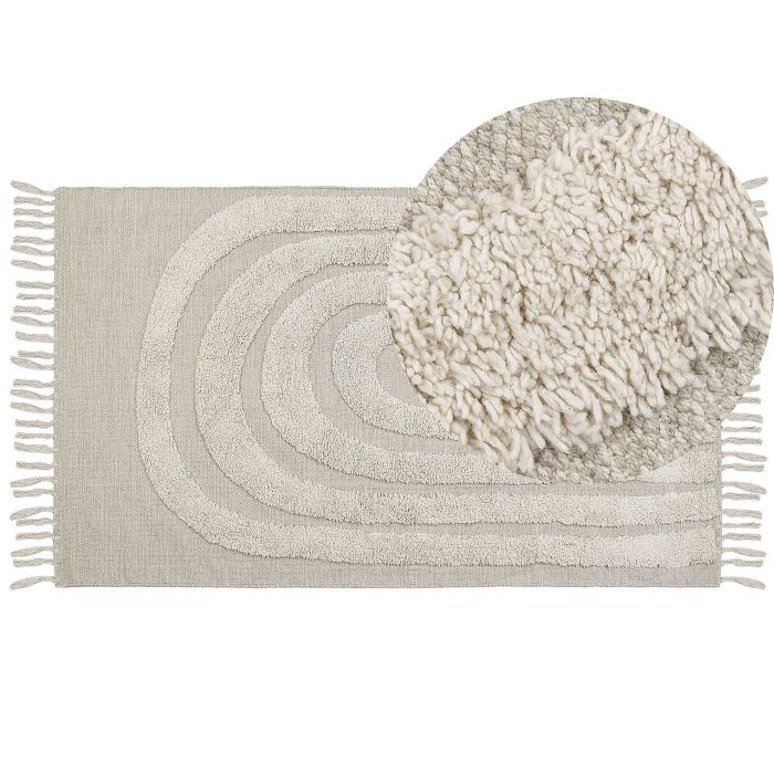 Cotton Area Rug 80x150cm Light Beige