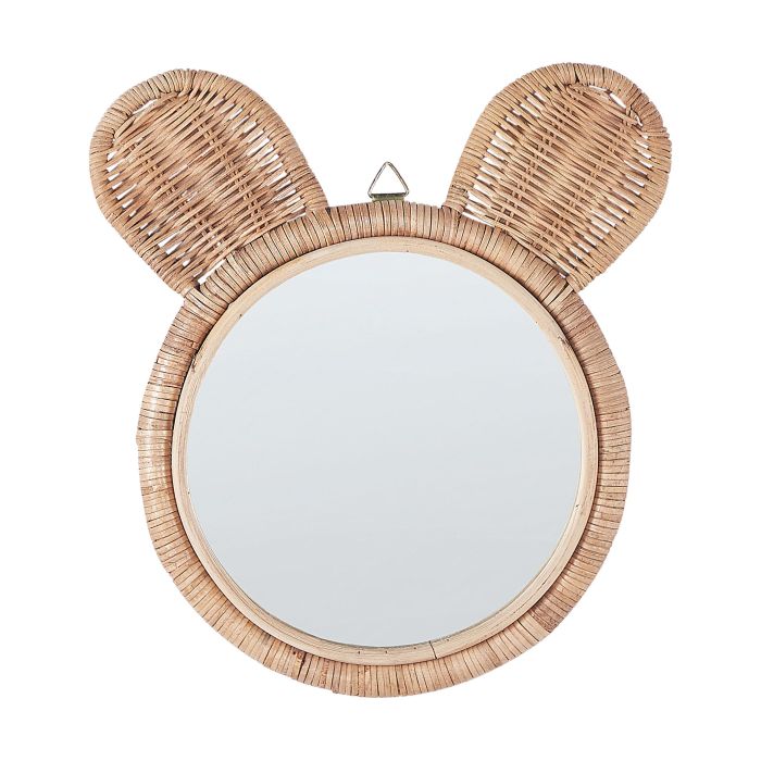 Rattan Bear Wall Mirror 20cm Natural
