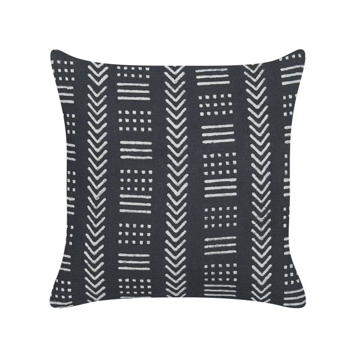 Cotton Cushion Geometric Pattern 45x45cm Black and White