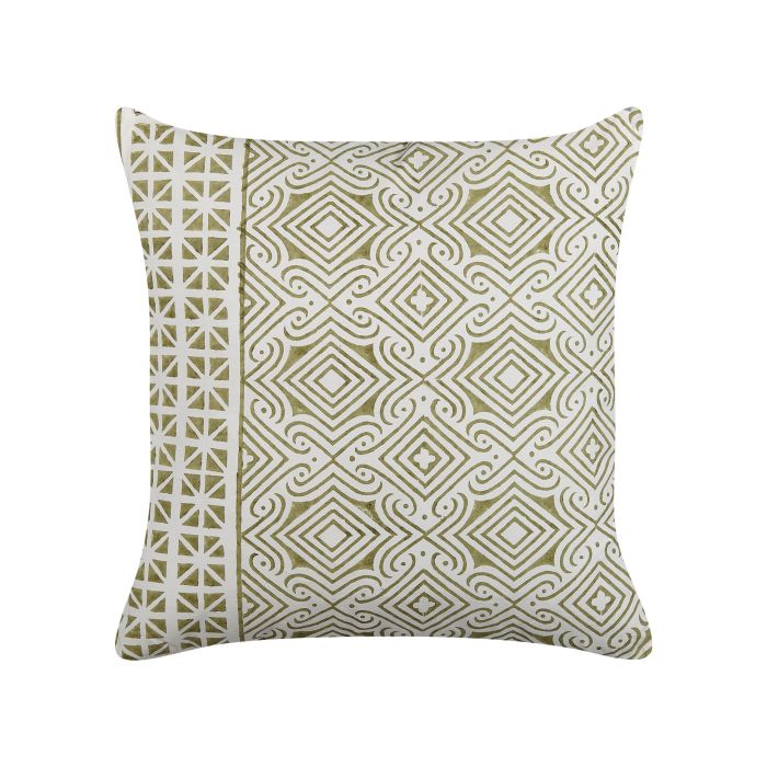 Cotton Cushion Oriental Pattern 45x45cm Green and White
