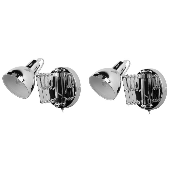 Set of 2 Metal Wall Lamps Silver HARRINGTON