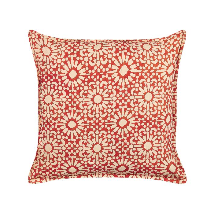 Cotton Cushion Geometric Pattern 45x45cm Red